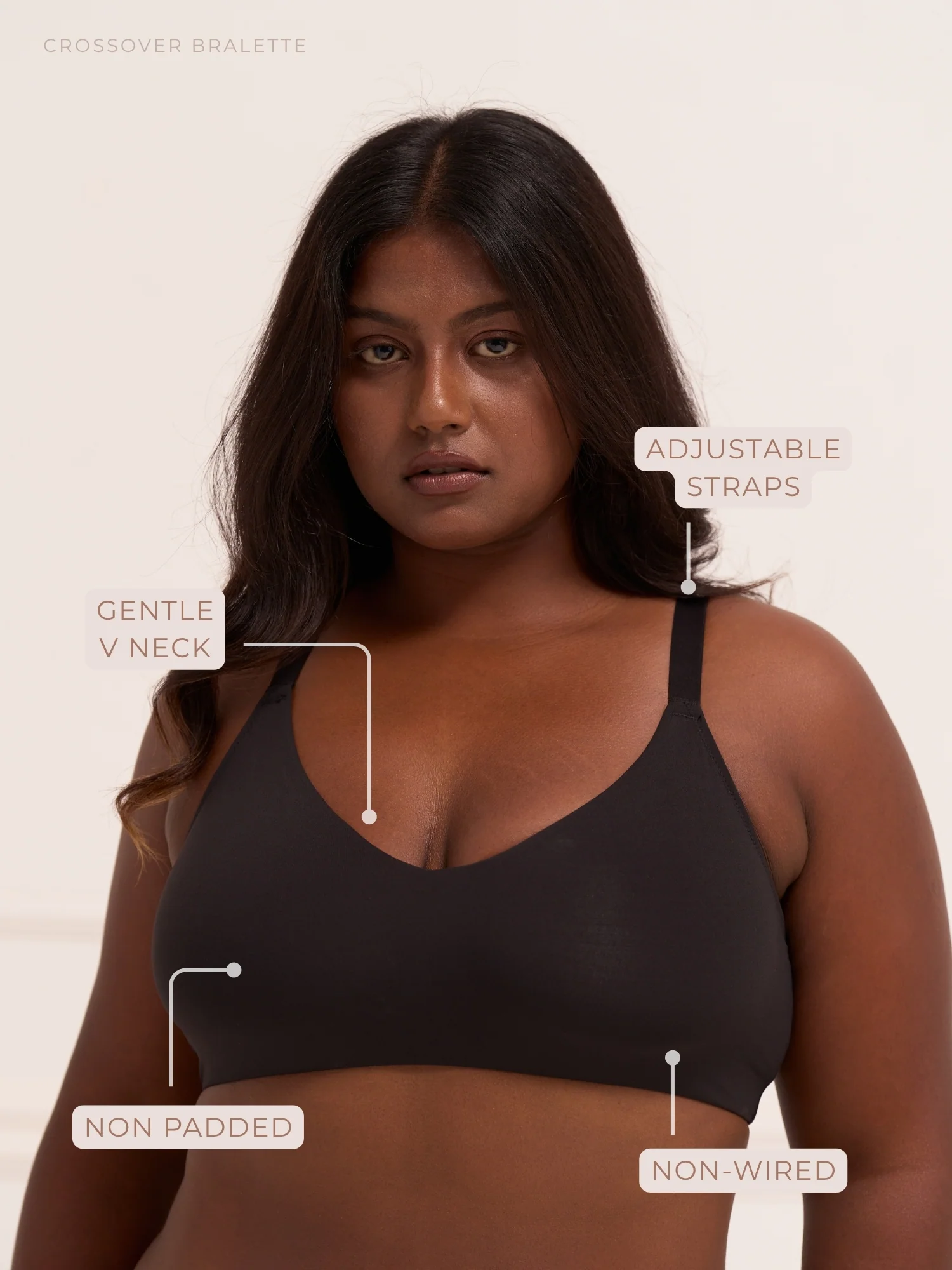 Crossover Bralette - Non-Padded Seamless Balconette Bra with V-Neck Design - Image 10