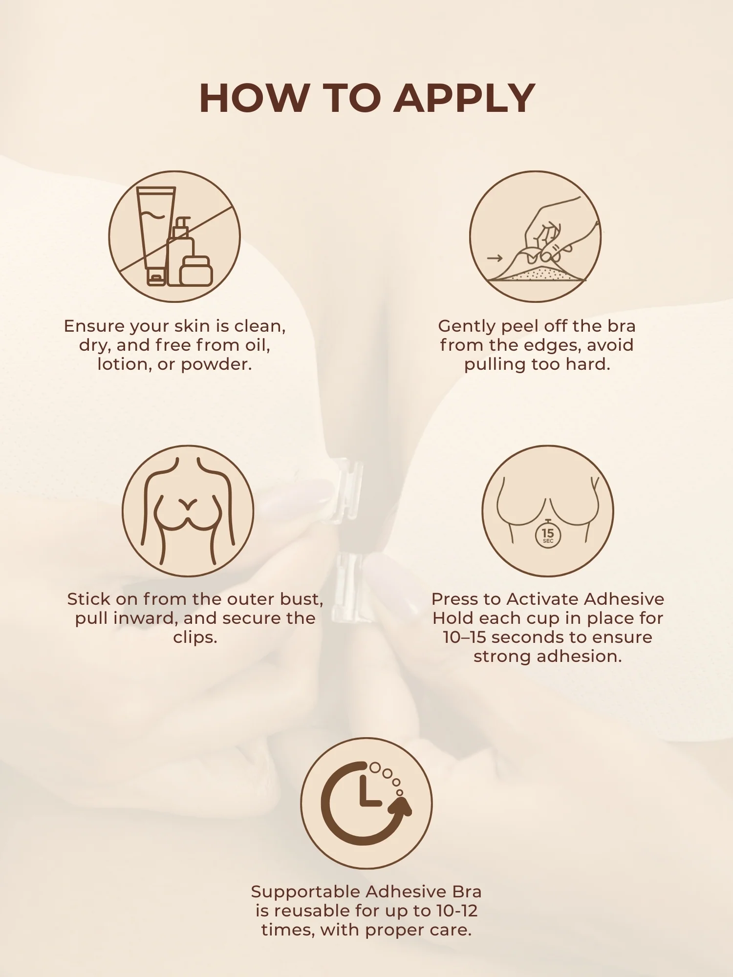 Adhesive Bra with Front Clip – Cotton, AirLock Glue, Extra Lift & Shape, Seamless Invisible Finish - Image 3